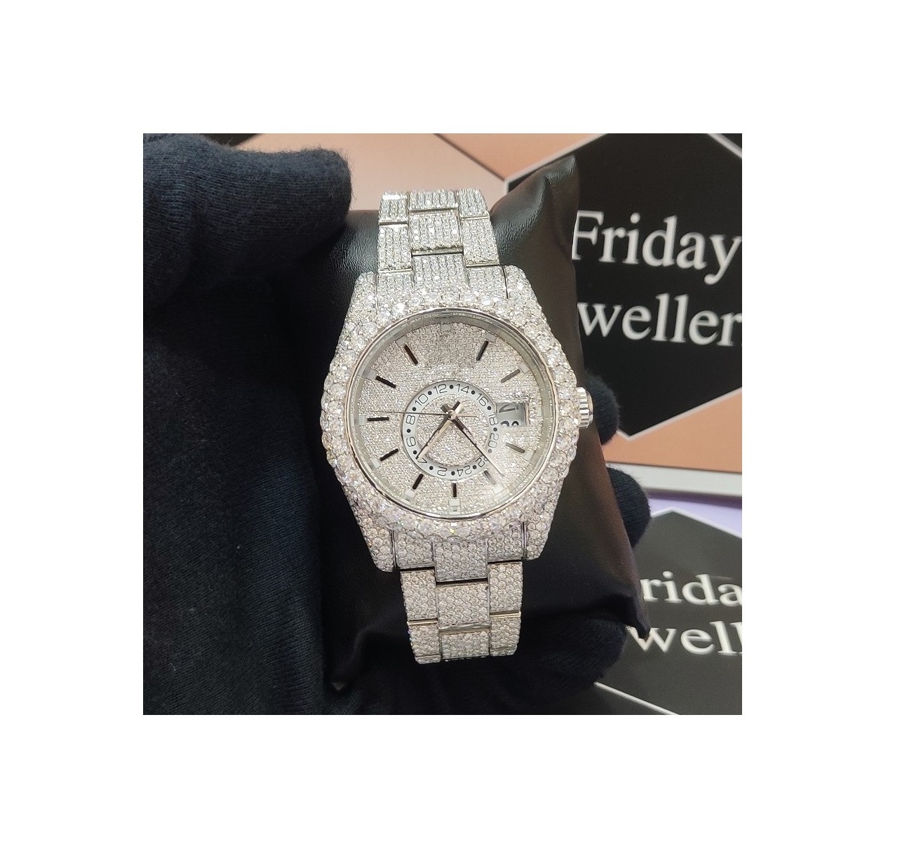 41MM New Brand Iced Out Watch Stainless Steel Sparkling Handmade Setting Bust Down VVS Moissanite Watches For Fashion Jewelry