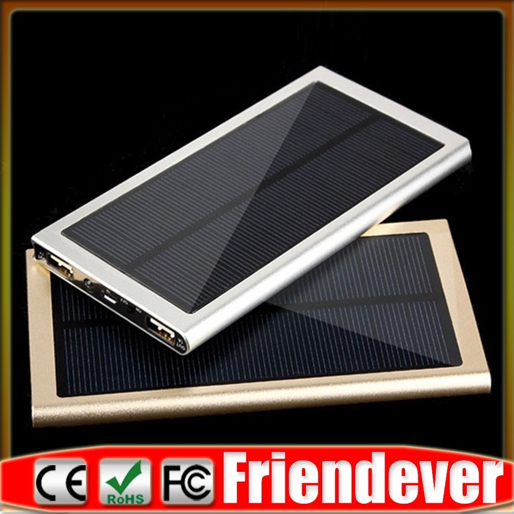 customize logo ultra thin mini solar charger dual usb solar panel waterproof mobile portable solar power bank 20000mah