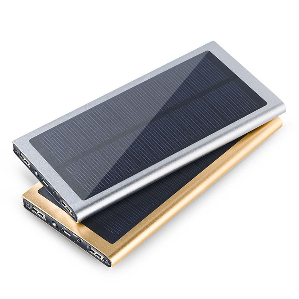 customize logo ultra thin mini solar charger dual usb solar panel waterproof mobile portable solar power bank 20000mah