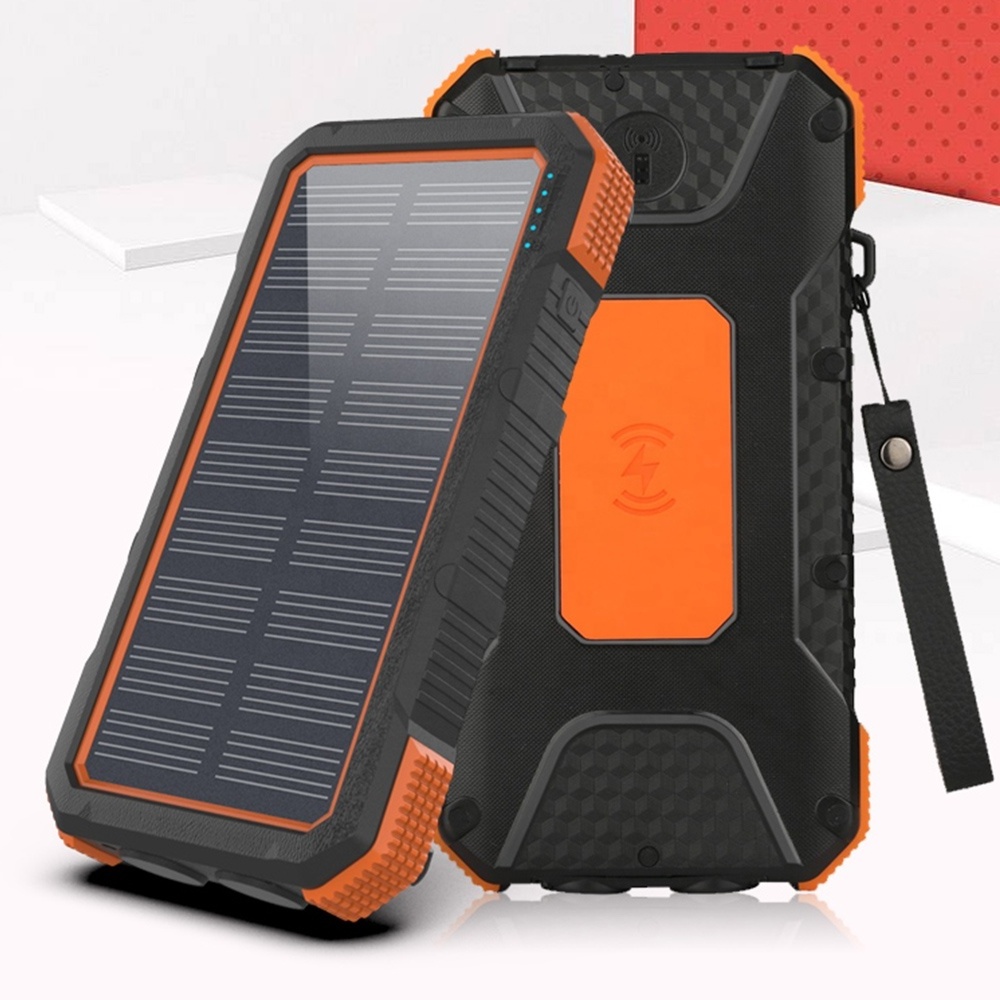 wireless 30000mah waterproof 20W PD QC super fast charging 3 usb output portable mini solar charger for cell phone