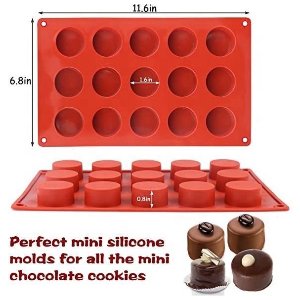 Customization 15 Cups Round Cake Baking Mould Jelly Silicon Bakeware Cupcake Molds Tray Standard Silicone Muffin Mold