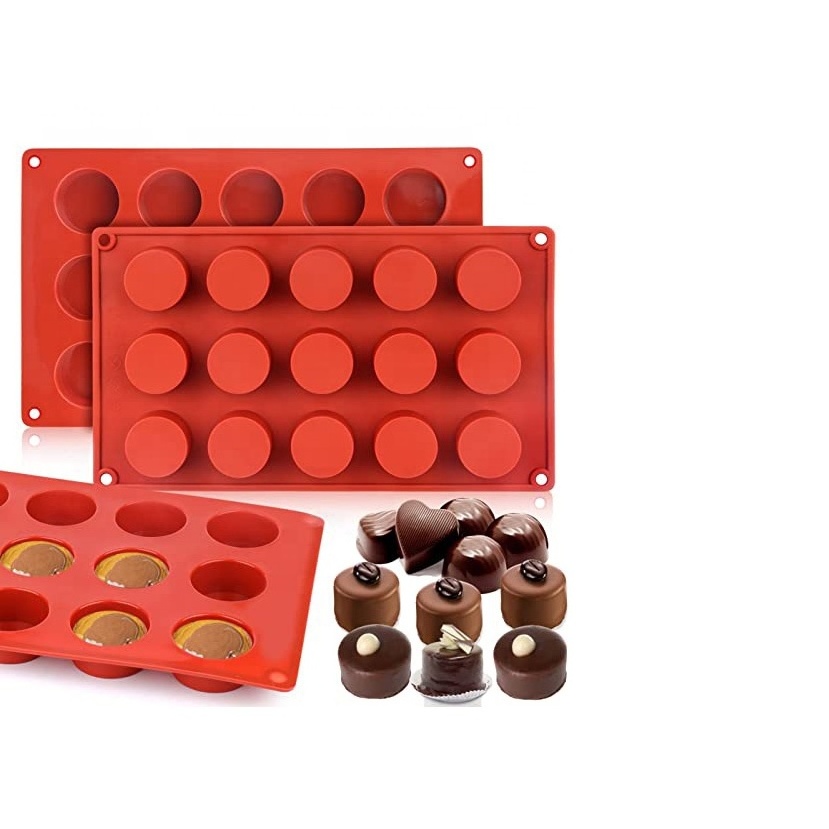 Customization 15 Cups Round Cake Baking Mould Jelly Silicon Bakeware Cupcake Molds Tray Standard Silicone Muffin Mold