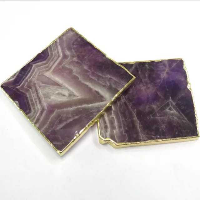 BEST NATURAL AGATE AMETHYST COASTERS  WITH GOLD PLATED / TOP QUALITY AGATE COASTER IN SQUARE SHAPE/ ALL AGATE COASTERS AVAILABLE