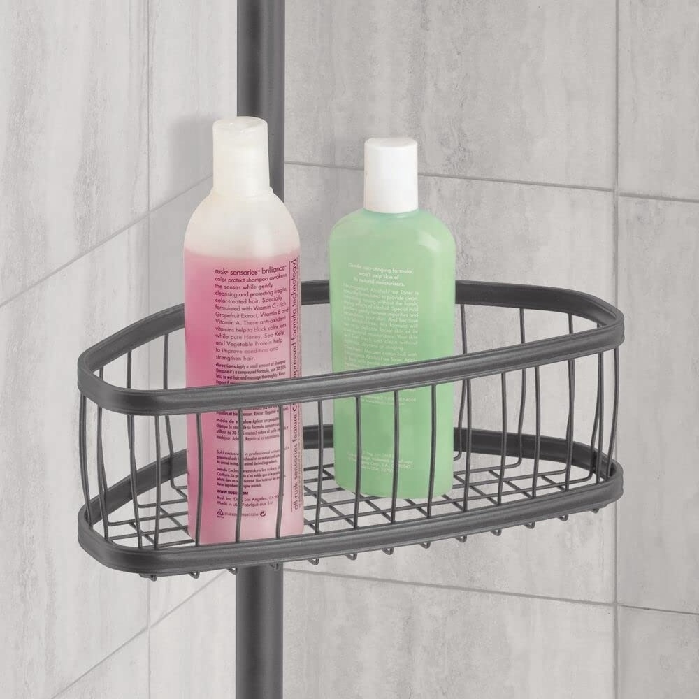 Bathroom Black Corner Rack Storage Organizer 4 Tier Metal Telescopic Shower Caddies