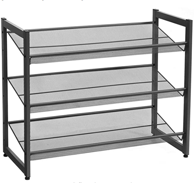 Manufacturer 3-Tier Shoe Rack Storage, Steel Mesh, Flat or Angled Stackable Shoe Shelf Stand for 9 to 12 Pairs of Shoes