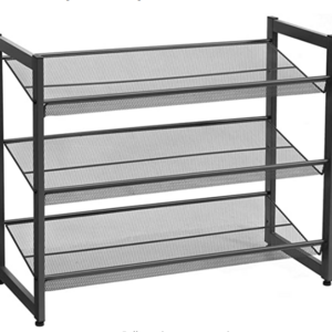 Manufacturer 3-Tier Shoe Rack Storage, Steel Mesh, Flat or Angled Stackable Shoe Shelf Stand for 9 to 12 Pairs of Shoes