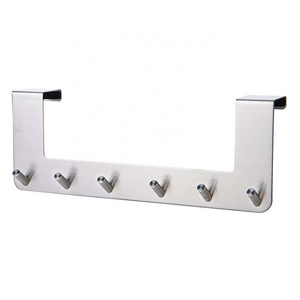 Over Door Hooks Hanger Bathroom Towel Rack with 6 Hooks in Stainless Steel