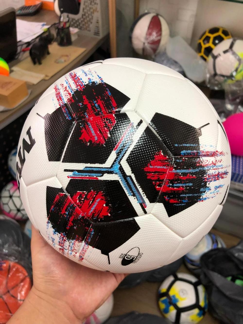 2018 the latest new design thermal bonded high grade PU leather ( same famous AD ) soccer ball ok for the best competition use