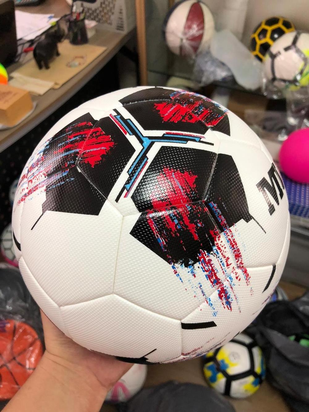 2018 the latest new design thermal bonded high grade PU leather ( same famous AD ) soccer ball ok for the best competition use