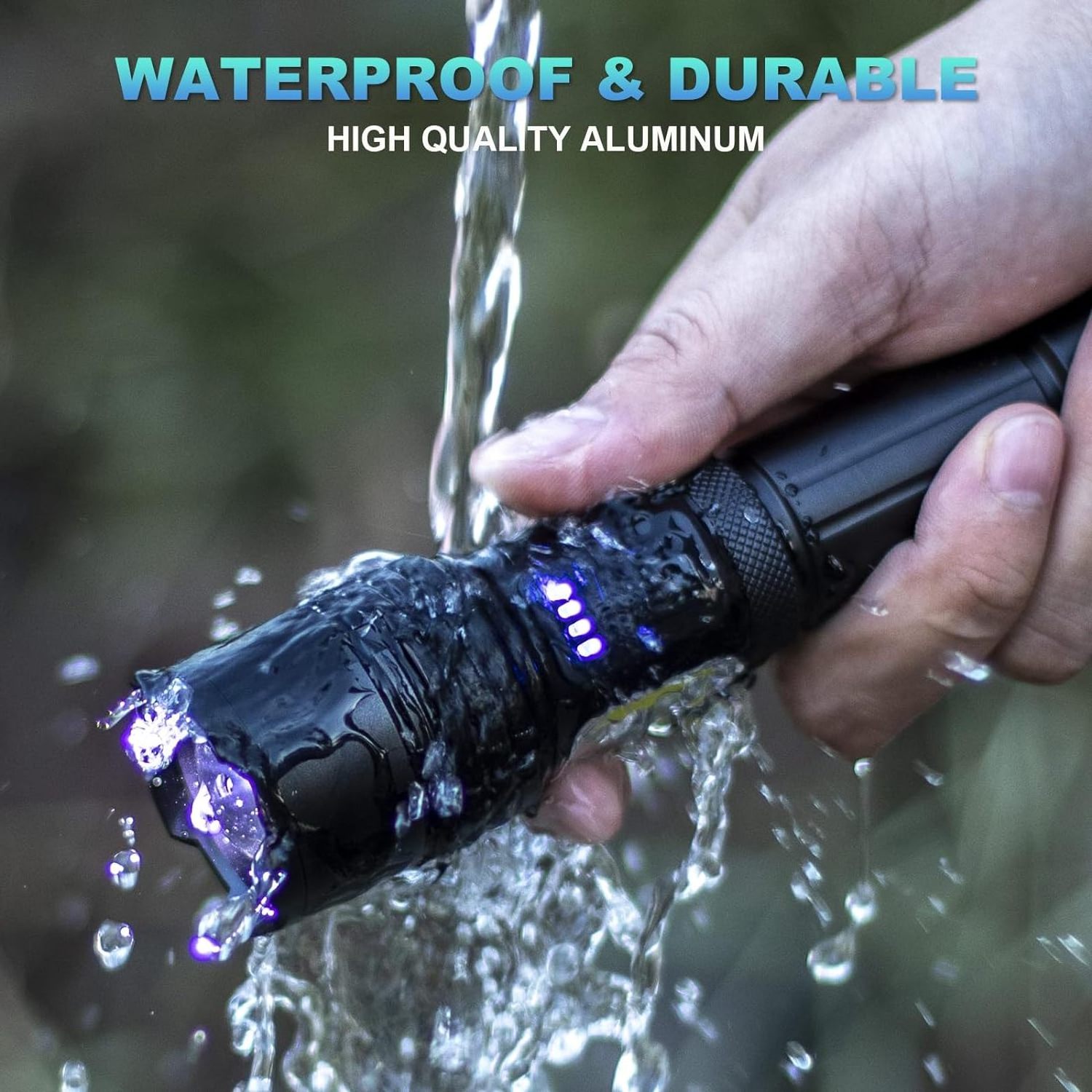 100000 lumens 1km high power led waterproof flashlight rechargeable EDC flashlight 360 Degree Rotation Zoom