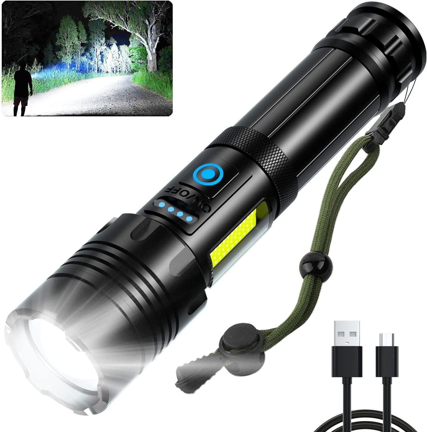 High Power Rechargeable super bright intrinsically safe laser rotate AAA flashlight multitool