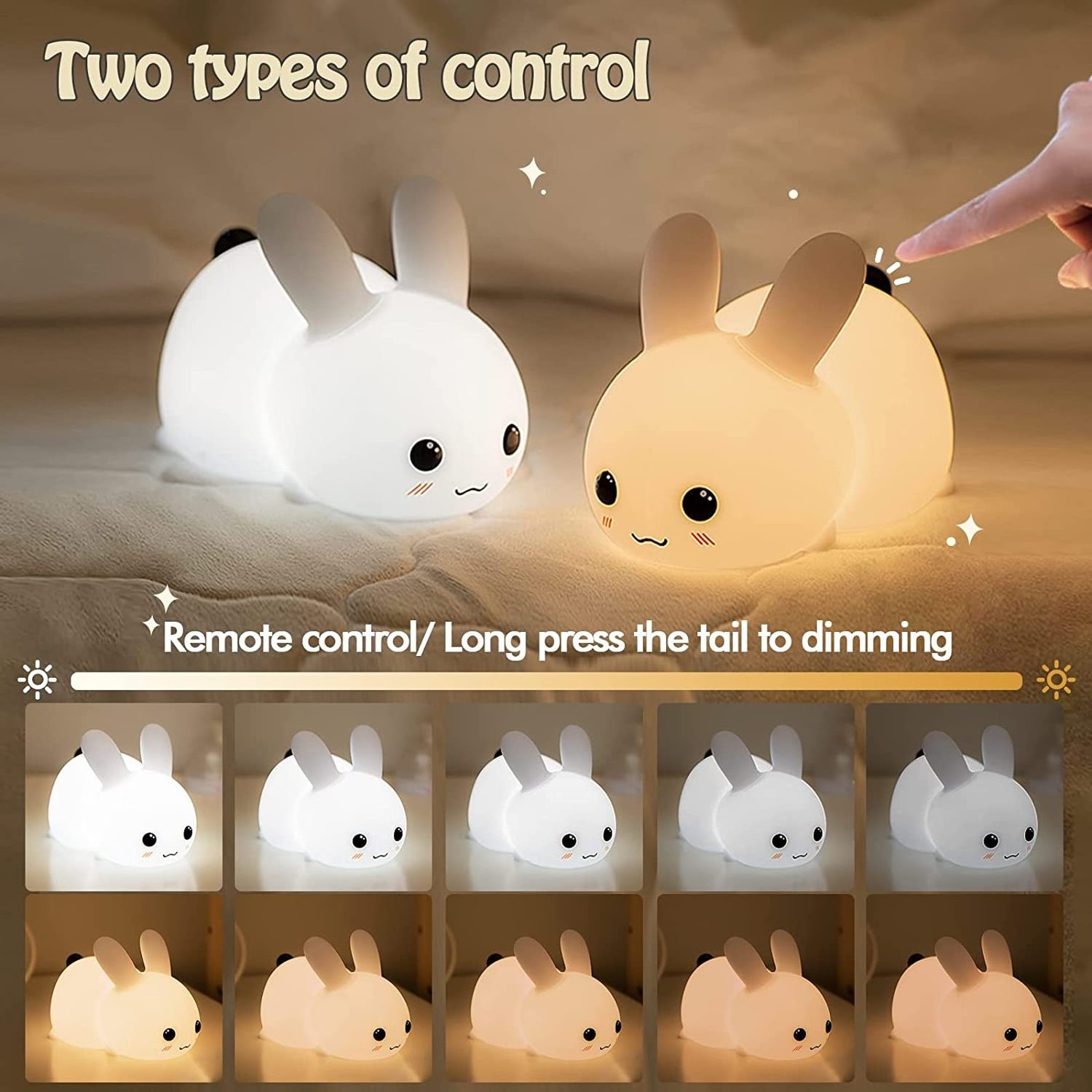 Rechargeable Led Soft Touch Nursery Lamp Bunny Rabbit Silicone Night Light For Kids Light Up Silicone Animal Night Light