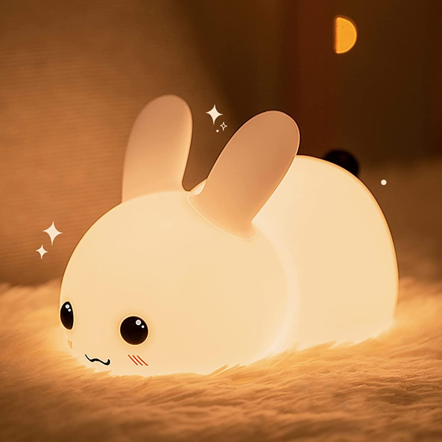 Rechargeable Led Soft Touch Nursery Lamp Bunny Rabbit Silicone Night Light For Kids Light Up Silicone Animal Night Light