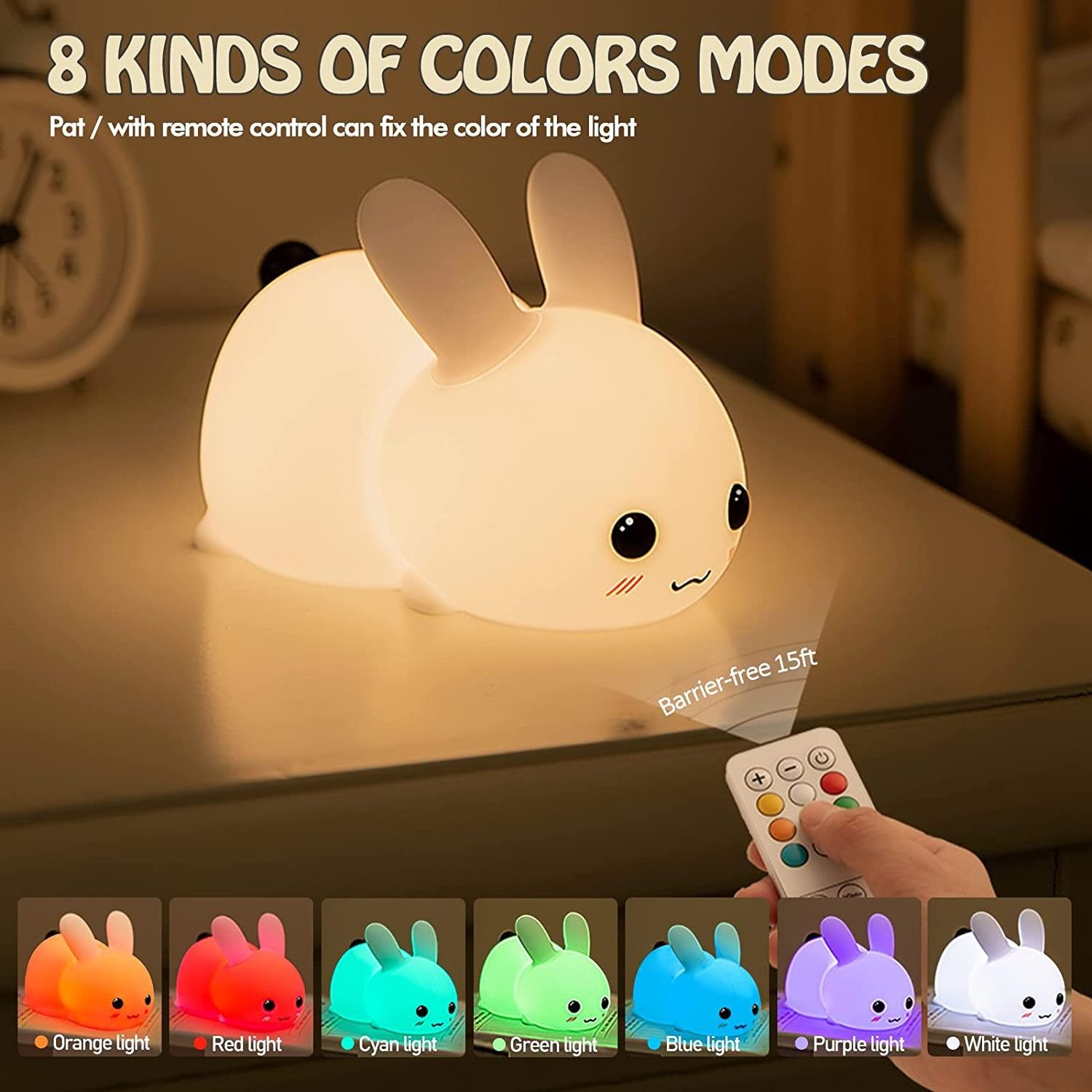 Rechargeable Led Soft Touch Nursery Lamp Bunny Rabbit Silicone Night Light For Kids Light Up Silicone Animal Night Light