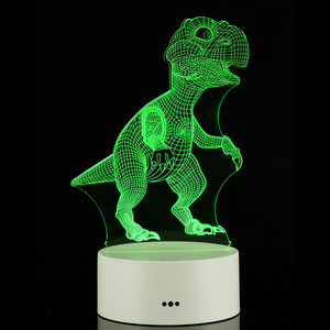 RGB 7 colors / 16 colors remote Touch control personalised dinosaur 3d led night light for kids