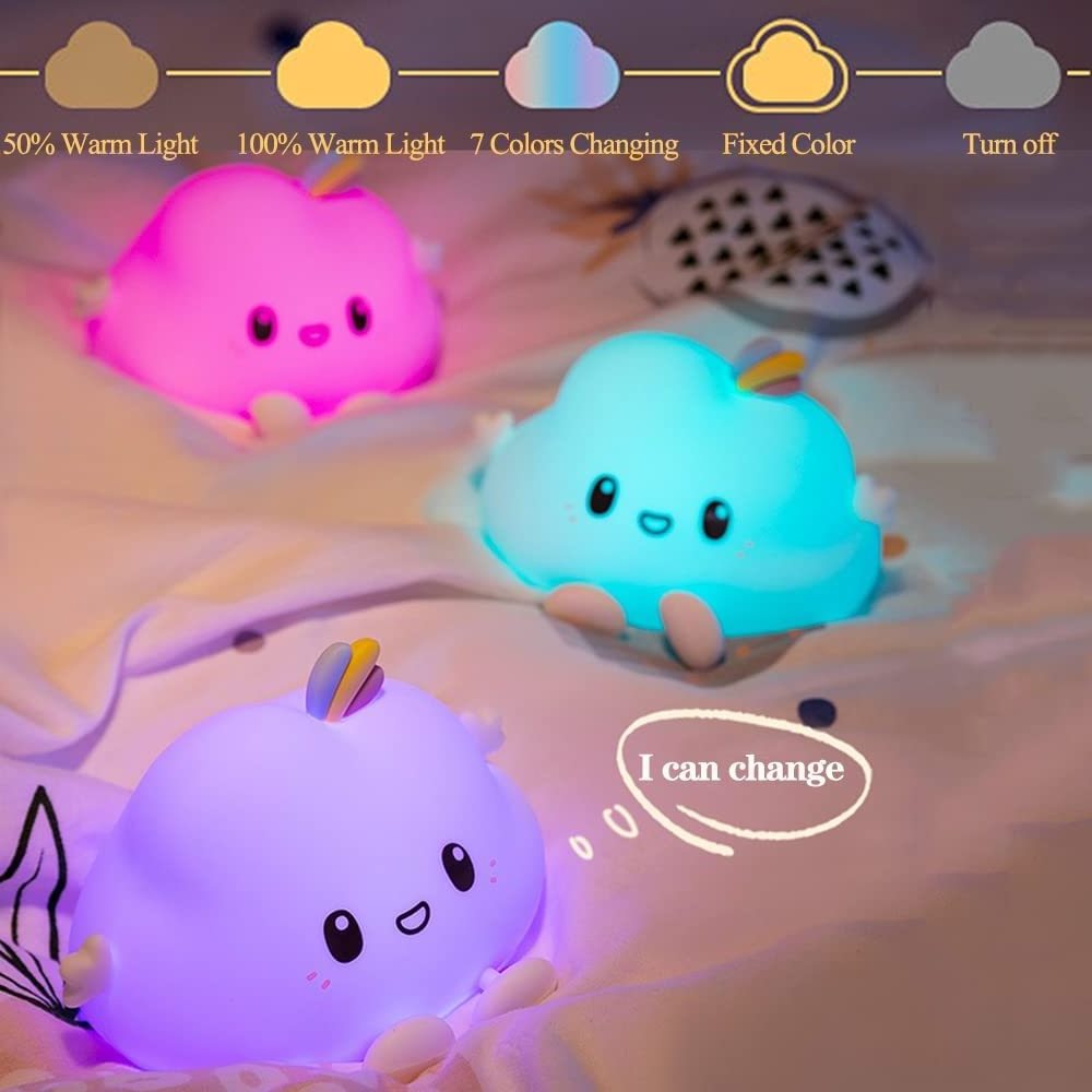 Silicone Kids Toys Bedroom Clouds Lamp Table Light Rechargeable Gift Tap Type Clouds Nursery Bedside Lamp LED Night Light