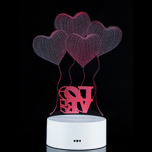 customized wholesale bedroom led 3d illusion night light lamp base acrylic 7 color for sales