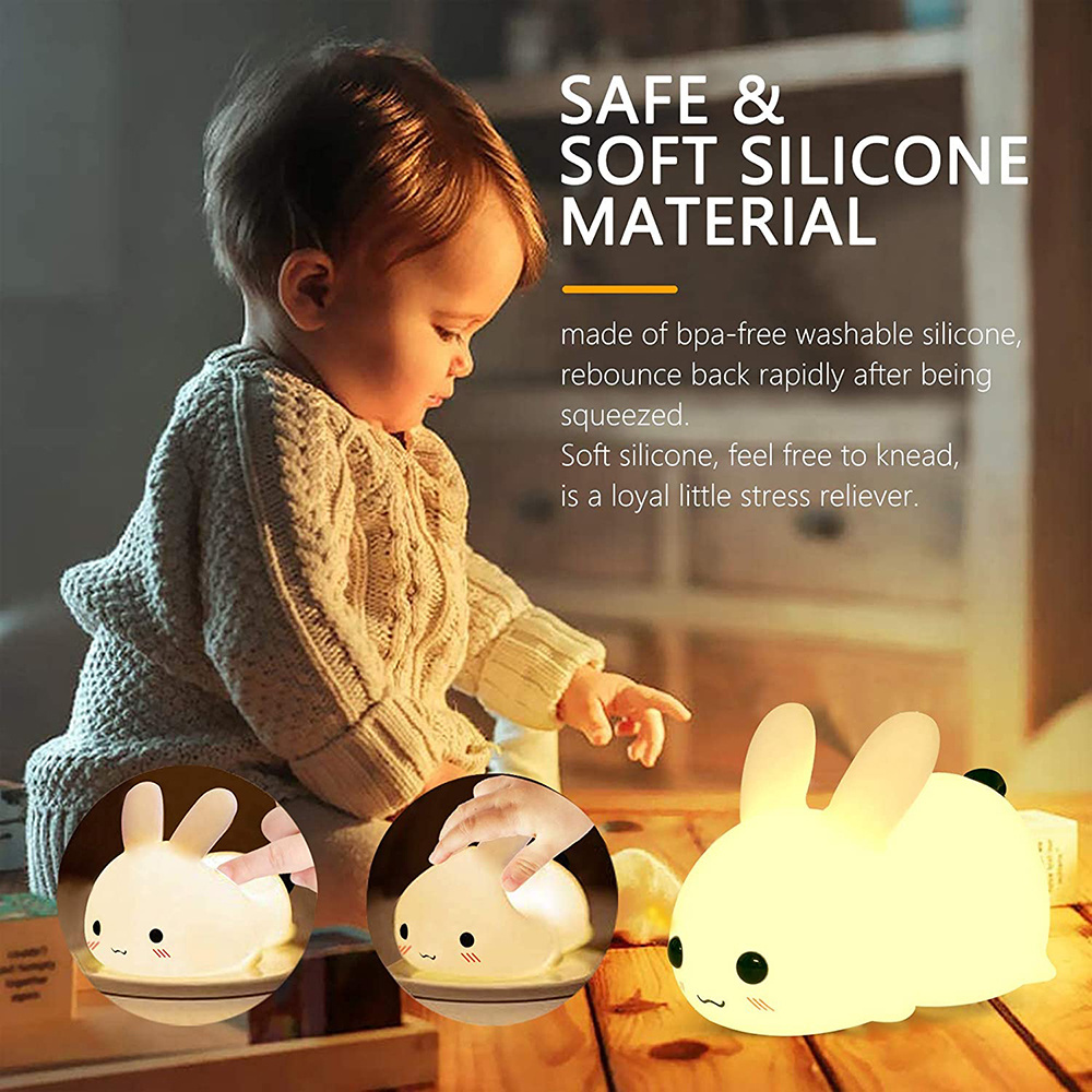 OEM Custom Rabbit bunny cottage silicone night light kids night light lamp