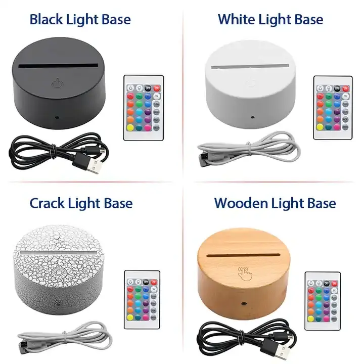 Smart home lights with Wood led light bedside lamp base lamparas led kids 3d night light base for acrylic led note board