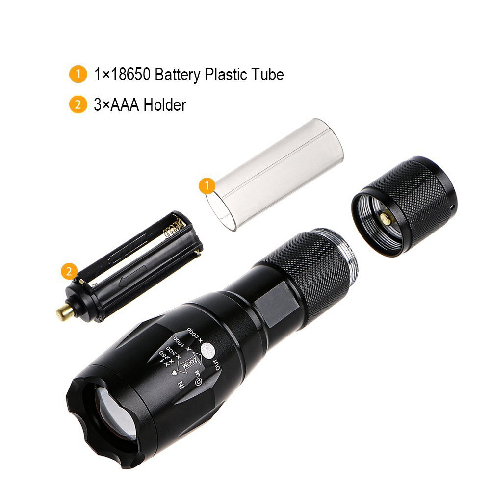 High Power Camping Waterproof Flash Light Set USB Rechargeable tactical Torches Telescopic Zoom Flashlights