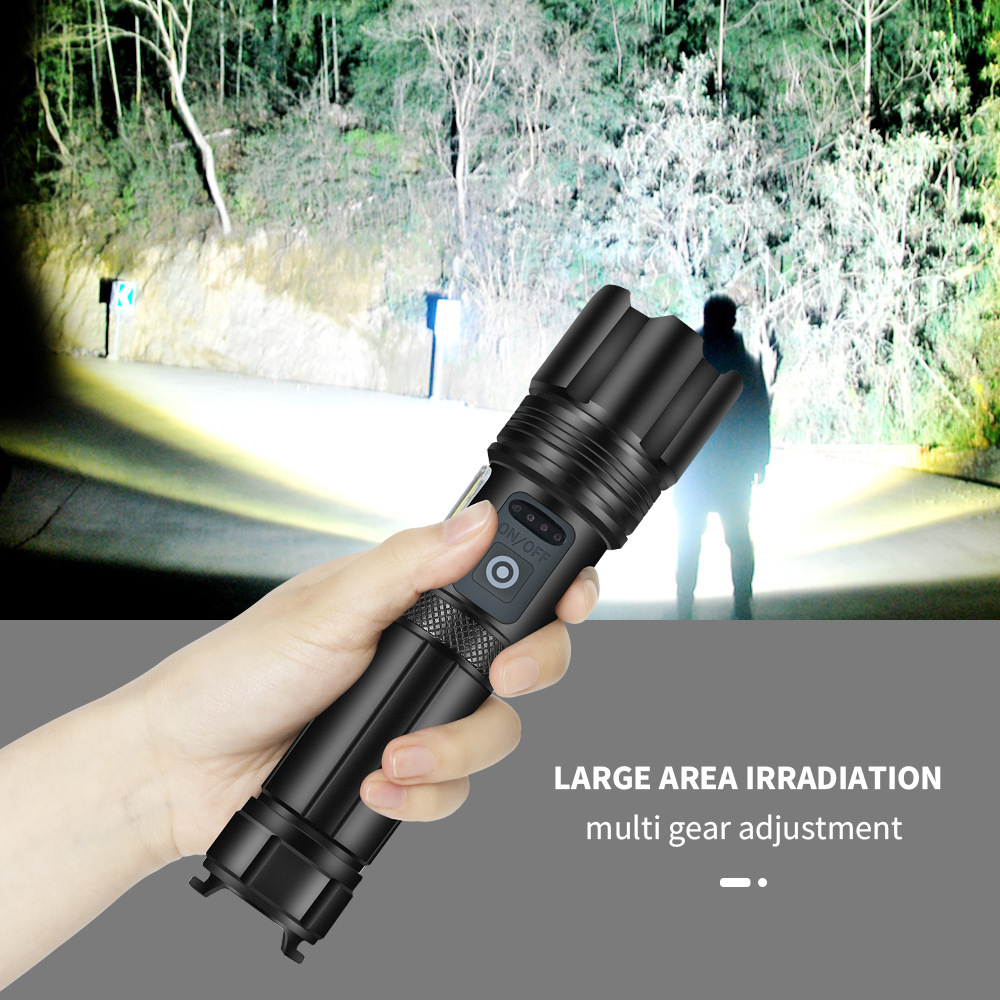 High Lumens White Laser level led torch cob light long range  rechargeable battery lanterns tactical flashlight