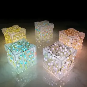 Mother's Day Gift Handmade DIY Magic Cube Tulipan Night Light Material Package Tulip with Light Artifical Led Tulip Mirror Lamp