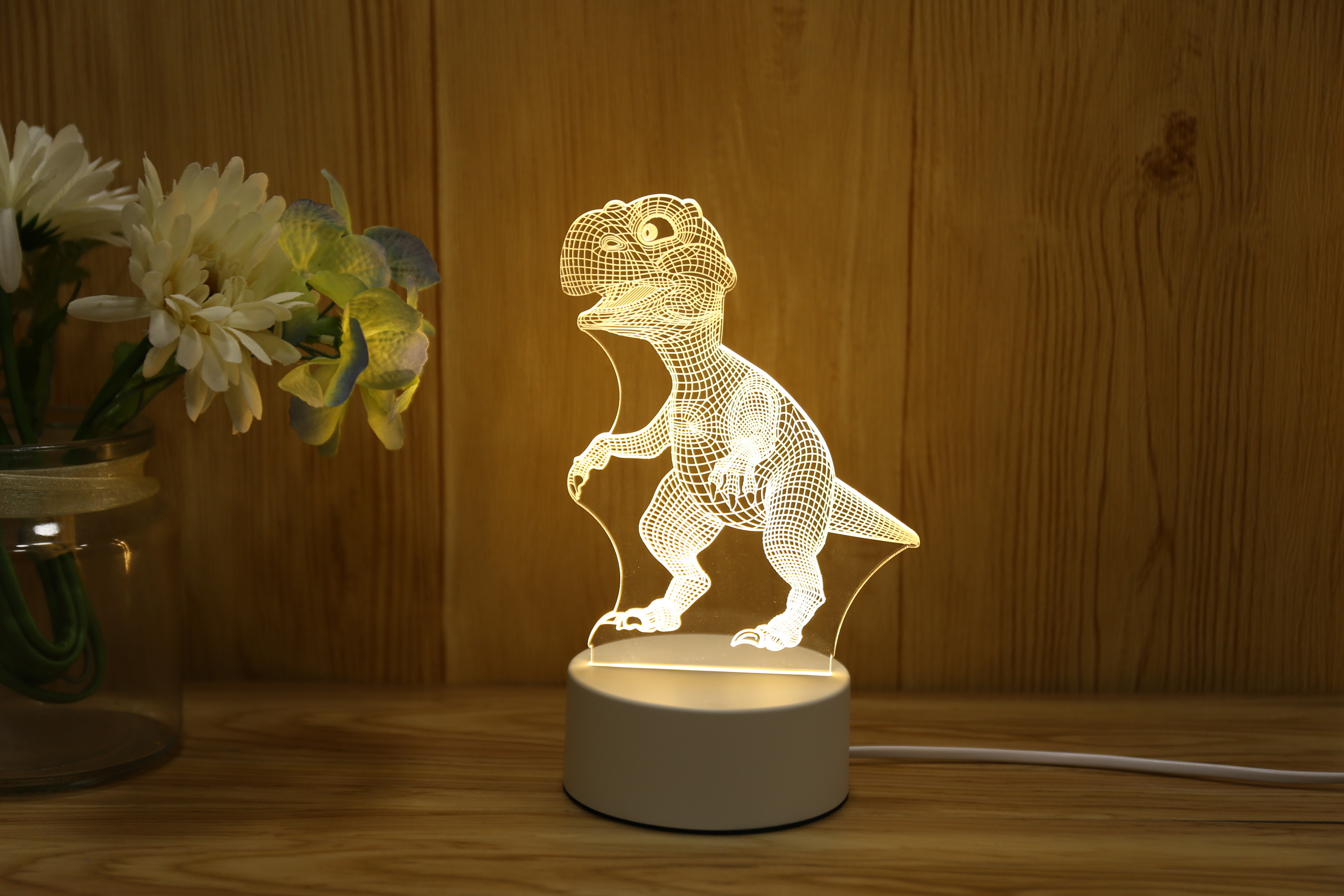 RGB 7 colors / 16 colors remote Touch control personalised dinosaur 3d led night light for kids