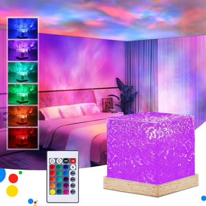 16 color RGB crystal Aurora blue dynamic water ripple Cube lamp Midnight Aura Glow Lamp Cube Table Night Lights Lamp