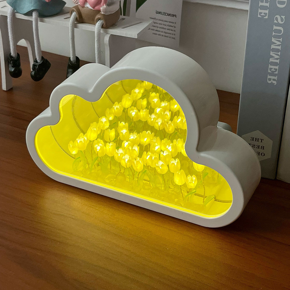 Diy Handmade custom lamps for children Cloud Mirror tulip night light lampara luna tulip lamp