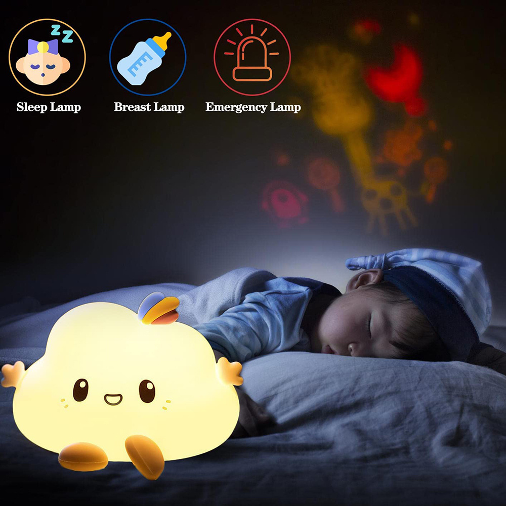 Silicone Kids Toys Bedroom Clouds Lamp Table Light Rechargeable Gift Tap Type Clouds Nursery Bedside Lamp LED Night Light