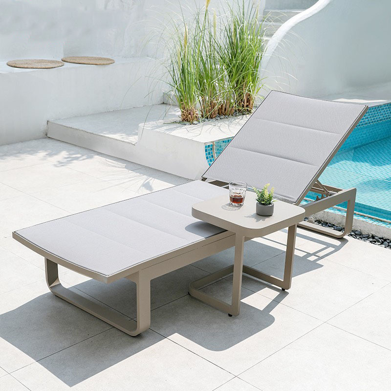 Hotel sun lounger patio pool side outdoor furniture luxury double layers patio sun lounger chaise lounge by beach