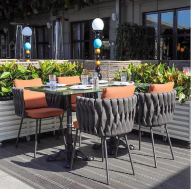 Outside Table and Chair Set Courtyard Patio Rattan Chair Ensemble with Rope Weave Leisure Chairs Dinning furniture