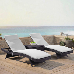 Outdoor Sun Loungers PE Rattan Furniture Chaise Daybed Beach Chair Foldable poolside sunbed