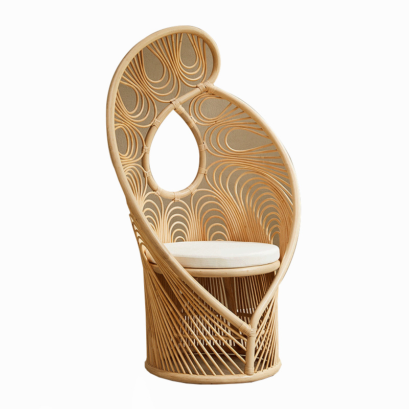 Competitive Price Peacock Chair Wicker Rattan Furniture Manufacturer Flower Rattan Italian Lounge Chair