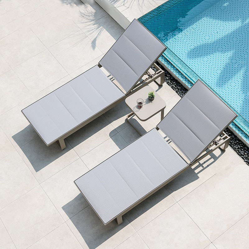 Hotel sun lounger patio pool side outdoor furniture luxury double layers patio sun lounger chaise lounge by beach