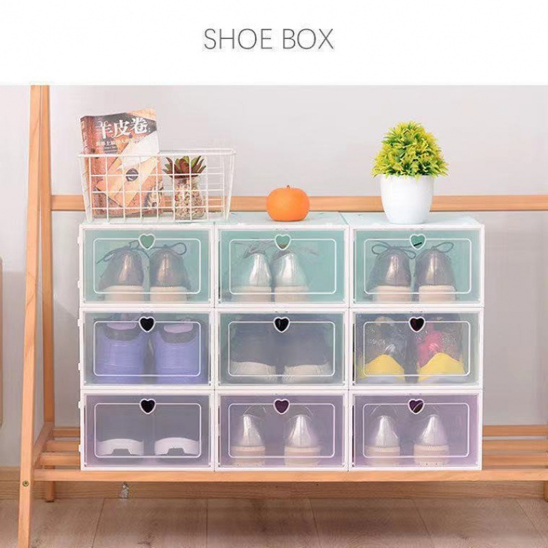 Factory wholesale Transparent flip drawer shoe box transparent PP shoe box plastic folding shoe box storage