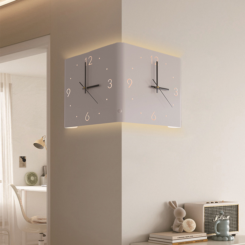 Wall Clock Creative Arc Corner Clock Two sided Corner Arc Double sided Silent Wall Clock Wholesale