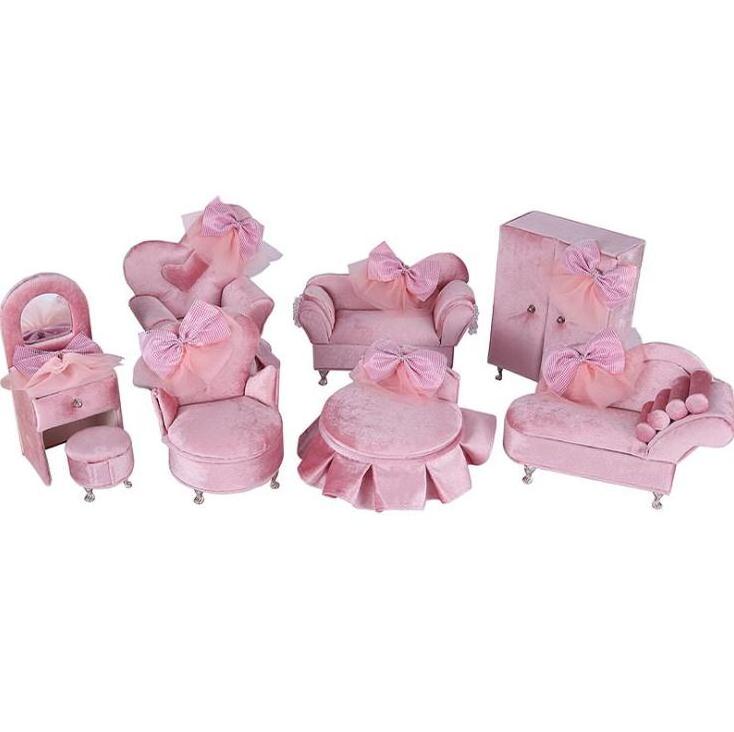 Birthday gifts display Design Home decoration pink Velvet art furniture sofa jewelry box for jewelry