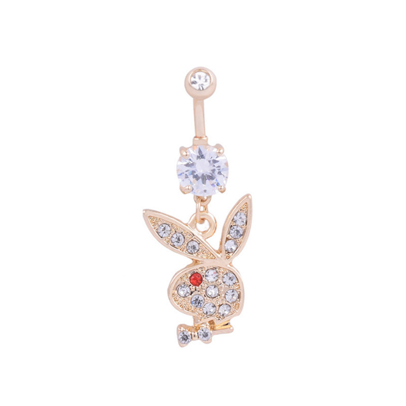 Hot selling cute rabbit belly button ring 316L medical surgical stainless steel piercing animal navel piercing jewelry