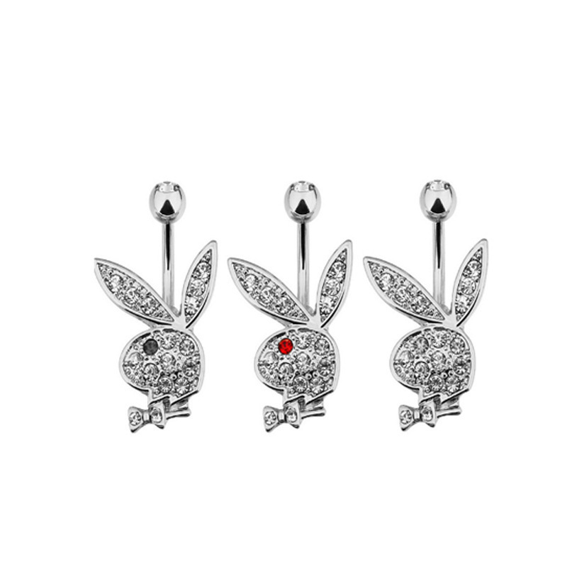 Hot selling cute rabbit belly button ring 316L medical surgical stainless steel piercing animal navel piercing jewelry