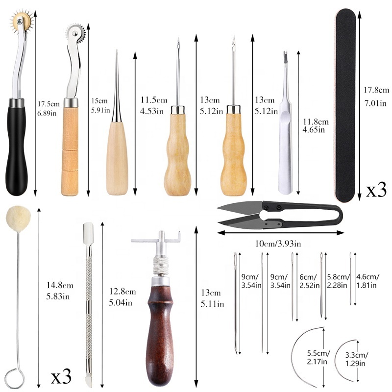 Practical tool set for leather 26pcs sewing stitching punch diy leather tool kit