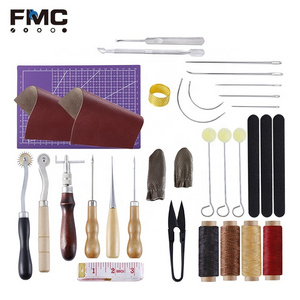 Practical tool set for leather 26pcs sewing stitching punch diy leather tool kit