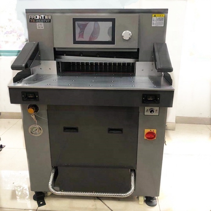 Full automatic computerized hydraulic paper cutting guillotine FRONT  pvc id card cutter H670TV7