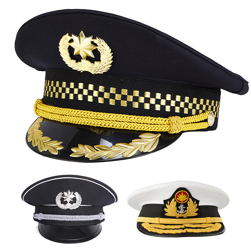 Custom Security Peaked Suppliers Pilot Uniform Hat Officer Cap Carnival