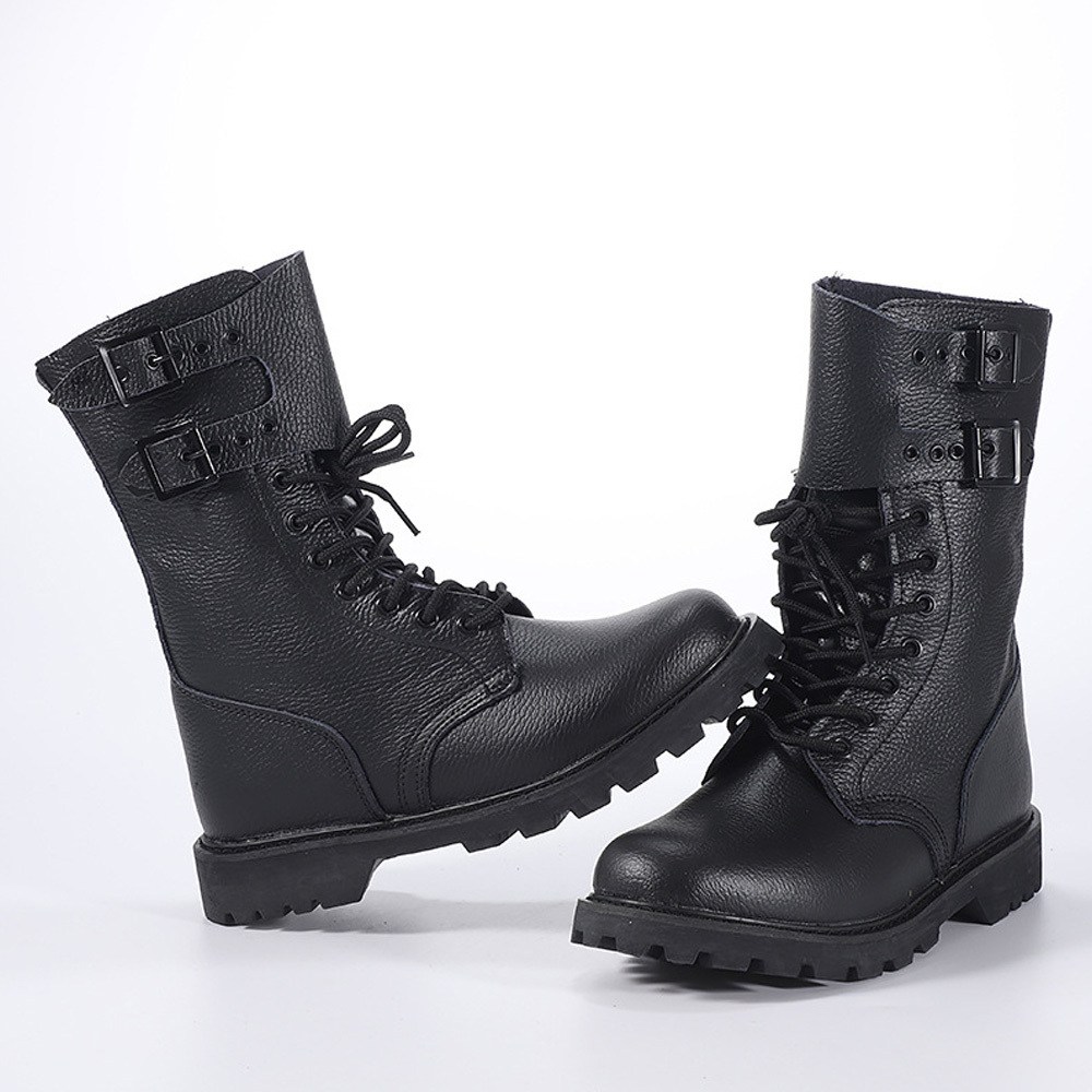 Fronter Custom Security Molded Sole Boots Tactical Black Leather Men