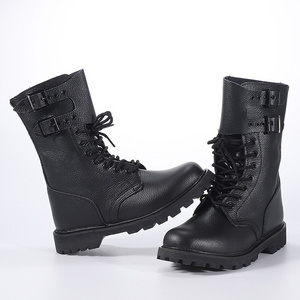 Fronter Custom Security Molded Sole Boots Tactical Black Leather Men