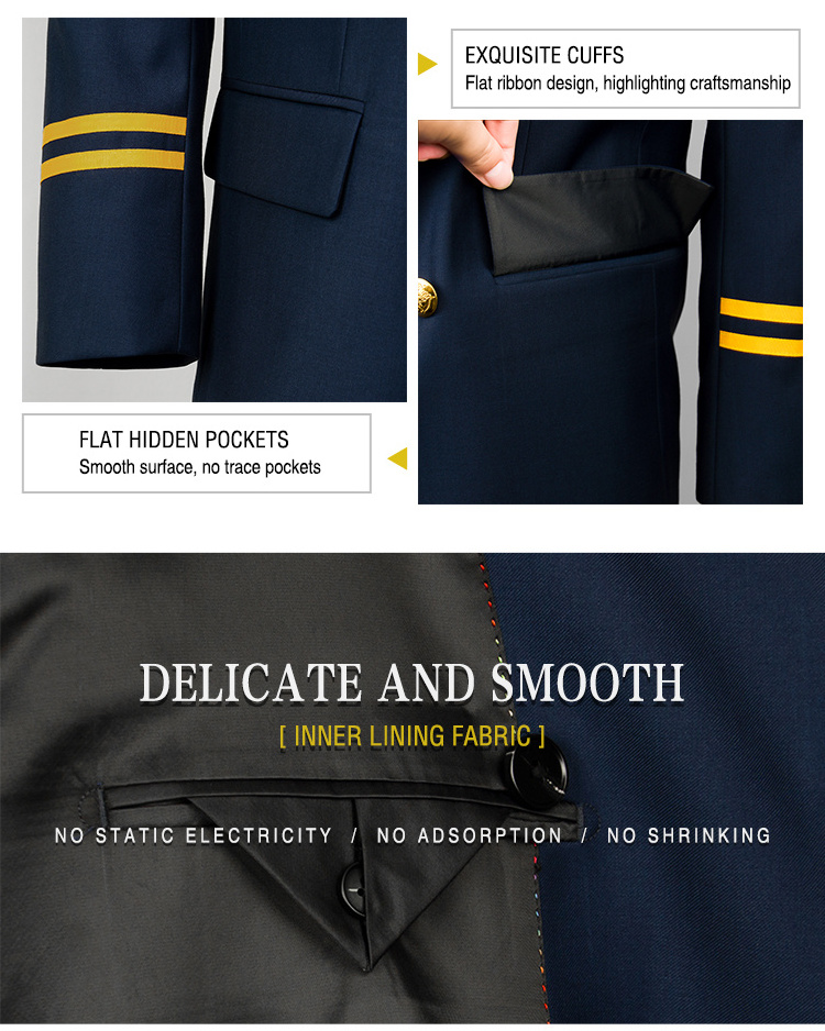 Custom Pilot Uniform Men & Women's Costumes Dark Blue Airline Uniforms