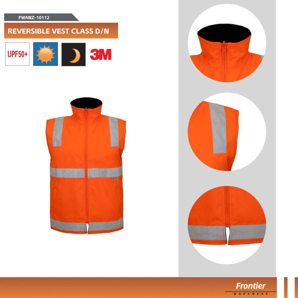 Waterproof Safety Vest Polar Fleece Fully Lined Reversible Reflective Vest