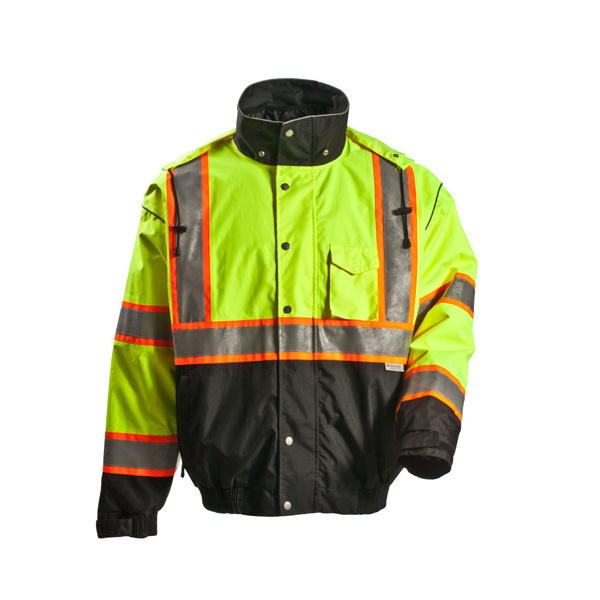 Hi Vis 2 in 1 Bomber Jacket Reflective Waterproof High Visibility Jacket with Vest