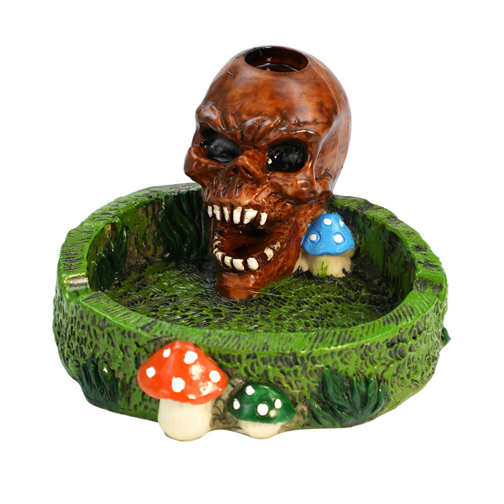 Indoor outdoor cool funny custom skull head smoking ashtrays for cigarettes fancy ash tray for home office decoration